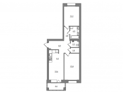 3-комнатная, 69.8 м²