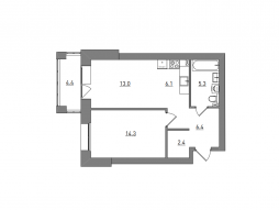2-комнатная, 51.9 м²