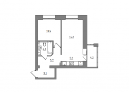 2-комнатная, 47.1 м²
