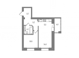 2-комнатная, 47.7 м²