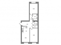 3-комнатная, 65.4 м²