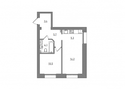 2-комнатная, 43.2 м²
