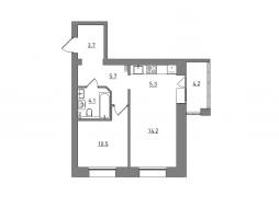 2-комнатная, 47.7 м²