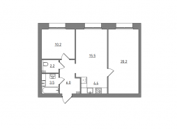 3-комнатная, 62 м²