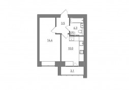 1-комнатная, 35.3 м²
