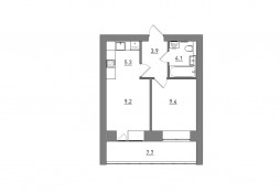 Евро 2-комнатная, 39.6 м²