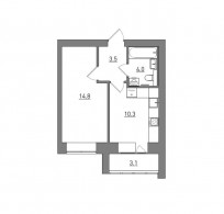 1-комнатная, 35.7 м²