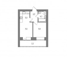 Евро 2-комнатная, 40.3 м²