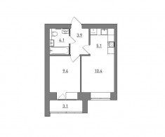 Евро 2-комнатная, 36 м²