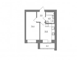 1-комнатная, 35 м²