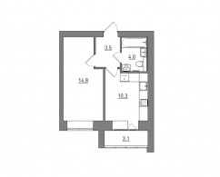 1-комнатная, 35.7 м²