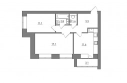 2-комнатная, 57.2 м²