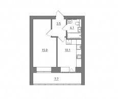 1-комнатная, 40.4 м²
