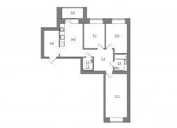 3-комнатная, 76.8 м²
