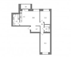 Евро 3-комнатная, 77.2 м²