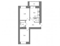 2-комнатная, 57.9 м²