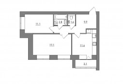 2-комнатная, 57.2 м²