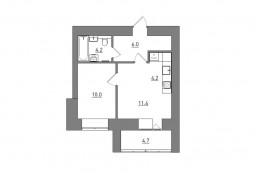 Евро 2-комнатная, 40.5 м²