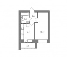 1-комнатная, 36 м²