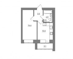 1-комнатная, 35 м²