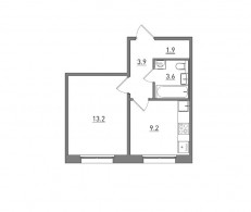 1-комнатная, 31.8 м²