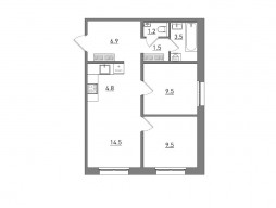 Евро 3-комнатная, 51.4 м²