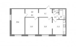 3-комнатная, 76 м²
