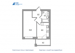 1-комнатная, 37.2 м²
