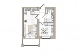 1-комнатная, 38.3 м²