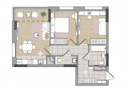 Евро 3-комнатная, 66.2 м²