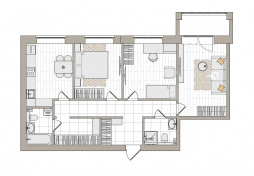 3-комнатная, 79.7 м²