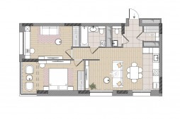 Евро 3-комнатная, 73.8 м²