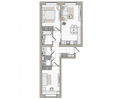 3-комнатная, 66.9 м²