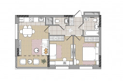 Евро 3-комнатная, 59.6 м²
