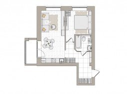 2-комнатная, 47.7 м²