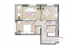 2-комнатная, 59 м²