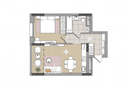 Евро 2-комнатная, 48.6 м²