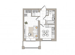 1-комнатная, 38.3 м²