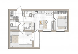 3-комнатная, 70.4 м²