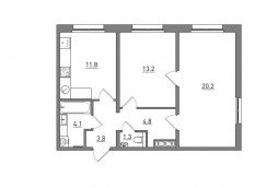 2-комнатная, 59.2 м²
