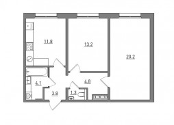 2-комнатная, 59.2 м²