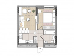 2-комнатная, 38.4 м²