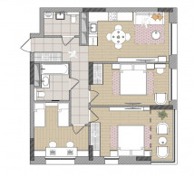 3-комнатная, 82 м²