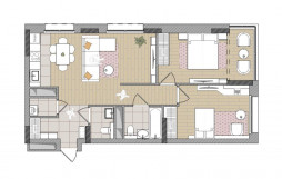 3-комнатная, 73.7 м²