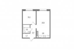 2-комнатная, 39.4 м²