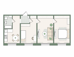 3-комнатная, 69.3 м²